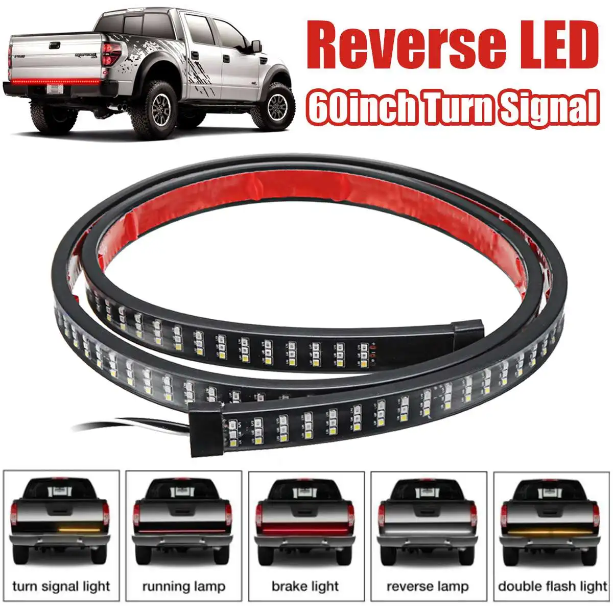 

60'' 1.5M Waterproof 216LED Strip DC12V Car Trunk Sequential LED Strip Turn Signal Switchback Indicator Reverse Light Backlight