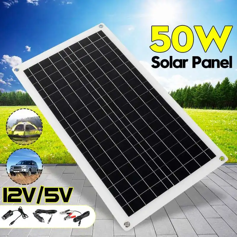 

50W Flexible Solar Panel 12V/5V Double USB interface Solar Cell Module for Car Yacht Led Light 12V Battery Boat Outdoor Charger