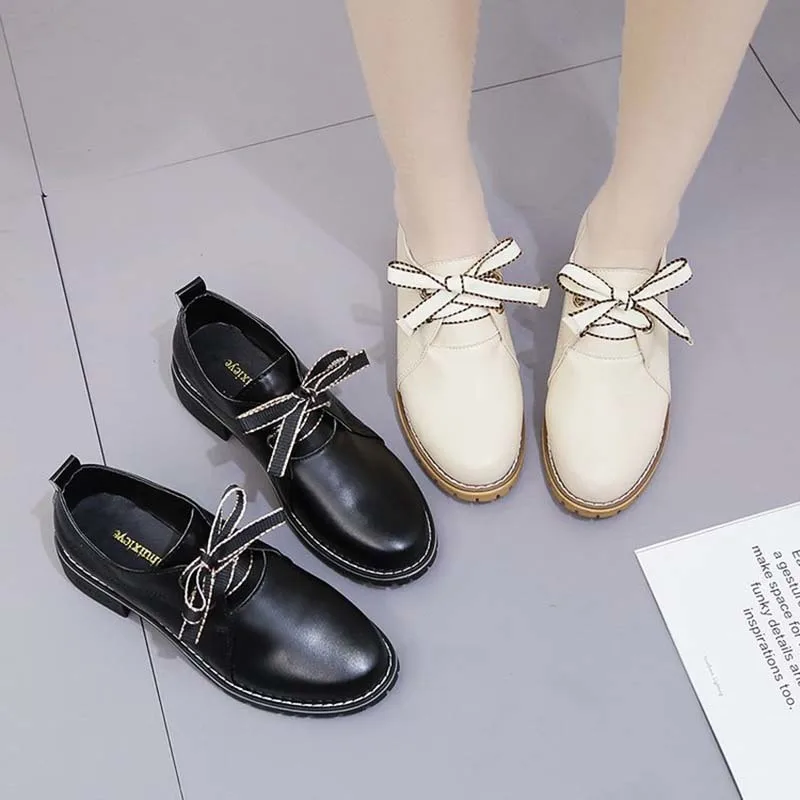 

Fashion Women Ankle Boots Platforms Casual Shoes Riband Lace Up PU Leather Round Toe Boots Zapatos De Mujer