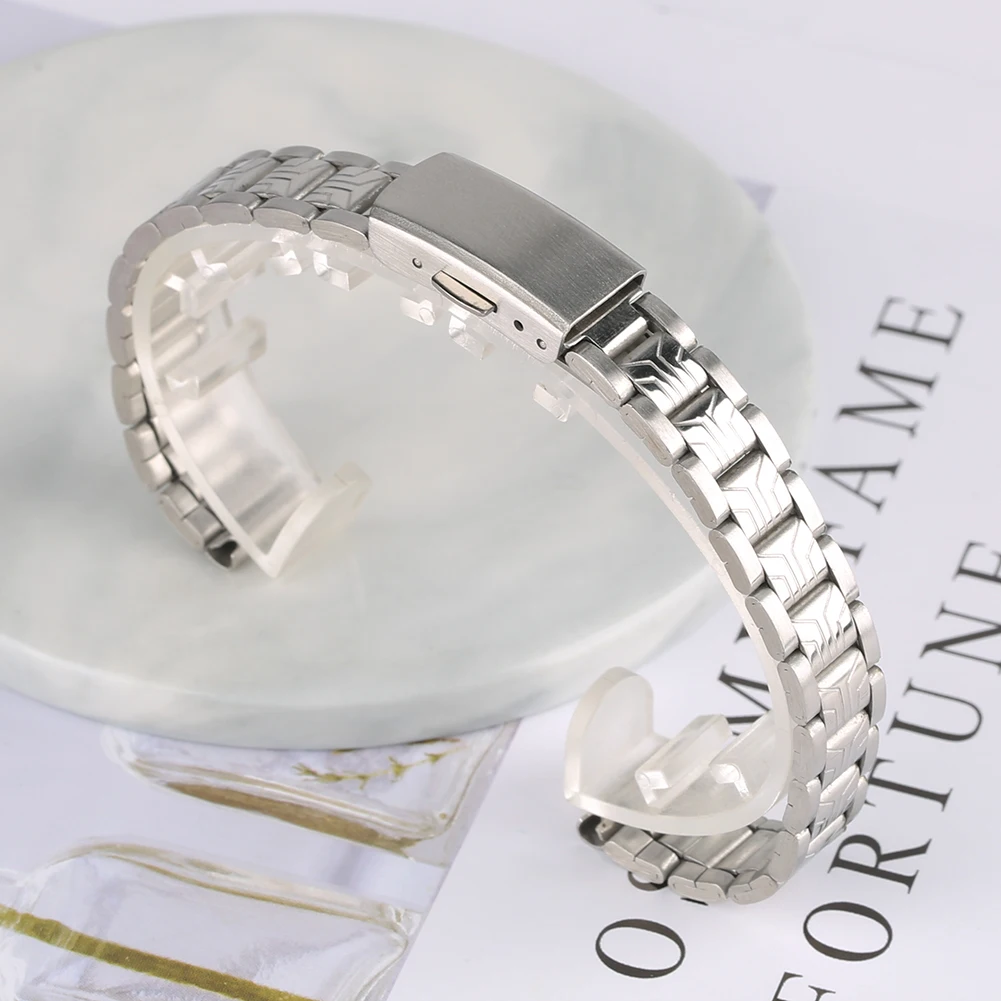 12 мм женские маленькие часы ремешок Серебристый Нержавеющая сталь часы ремешок с складной застежкой для девочек заменить для мужчин t ремешок для мужчин