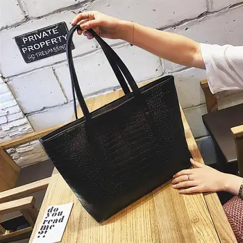 

Chic Weaved PU Leather Female Shoulder Messenger Bag Fashion Crocodile Embossed Handbag For Women Ladies bolsa feminina
