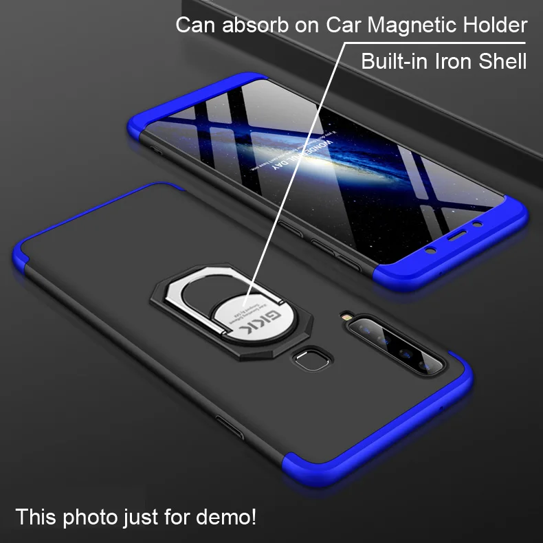 Чехол GKK для Asus Zenfone Max Pro M2 ZB631KL с полной защитой на 360 градусов кольцом