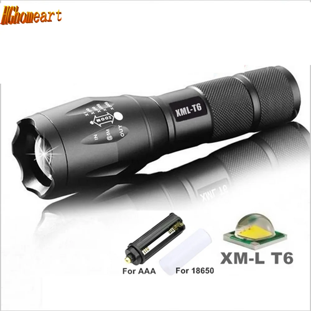 

5-Mode E17 XM-L T6 3800LM Aluminum Waterproof led flashlight Zoomable Torch light for 18650 Rechargeable Battery or AAA