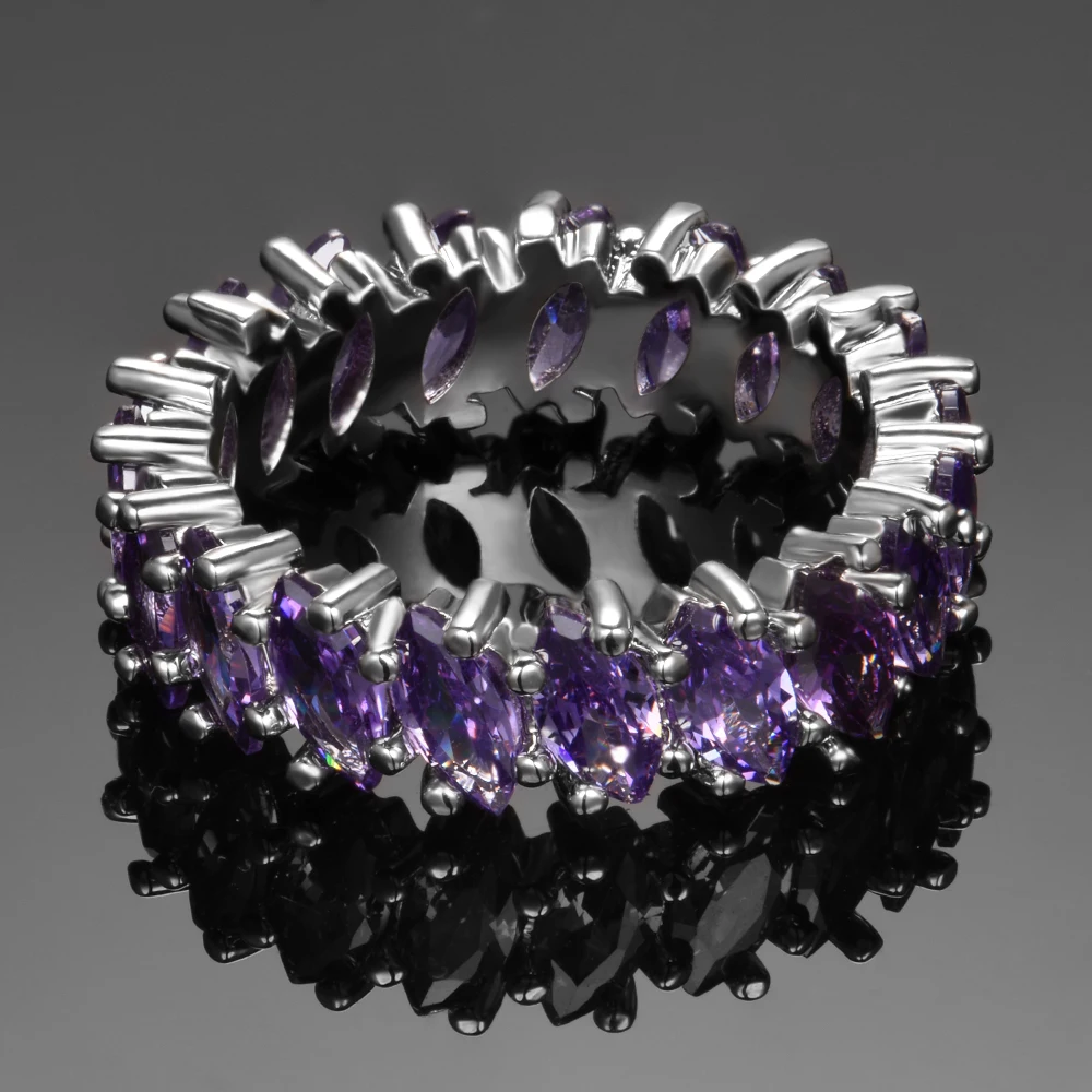 Роскошные фиолетовые Аметистовые круглые 925 пробы серебряные кольца для женщин юбилей обручальное модное кольцо для девушек Повседневные Вечерние подарки