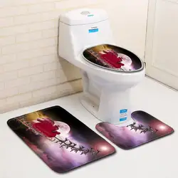 В 3D коврик с рождественским узором в ванную комнату для Ванная комната флис комплект коврик для туалета ковров пены памяти ноги ковры