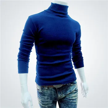 

2019 Men's Sweaters Winter Keep Warm Cotton Casual High Neck Pullover Jumper Knit Solid Skinny Fashion Men Sweater Turtleneck