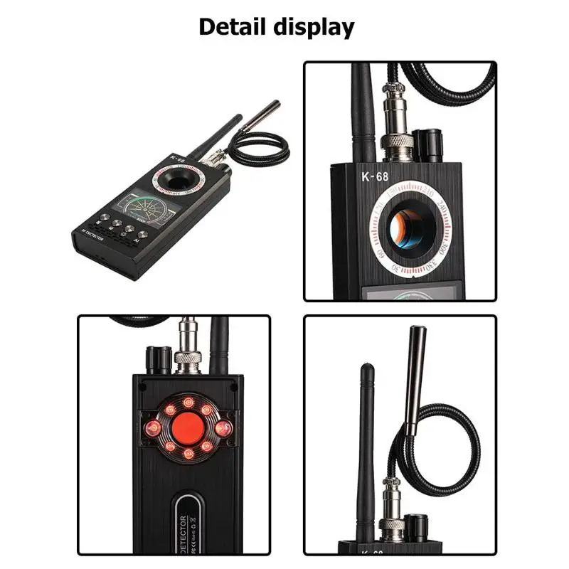 

K68 Wireless Signal Detector RF Bug Finder Anti Candid Camera GPS Tracker camera detector Hotel Room Detector High Quality