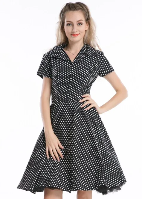 R1092 black rockabilly dress