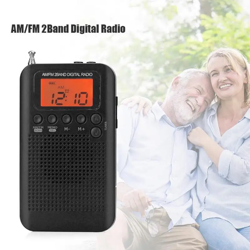 Портативное уличное стерео радио AM/FM карманное 2 полосное цифровое с настройкой