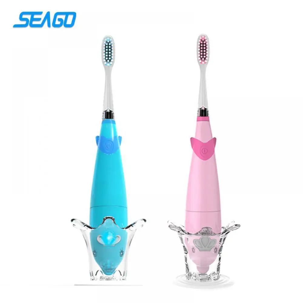 

SEAGO top sales children electric toothbrush with musical function and LED dolphin shape battery charged sonic toothbrush SG921