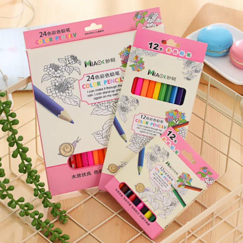 

12/24 Lot DIY Kawaii Cute Color Pencil Wood Rainbow Colored For School Boy Graffiti Drawing Painting Lapis Pastel Watercolor