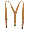 1pc Vintage Brown Leather Alloy 3 Bronze Clips Male Kid Vintage Casual Suspenders Western-Style Trousers Boy's Braces Strap ► Photo 2/5