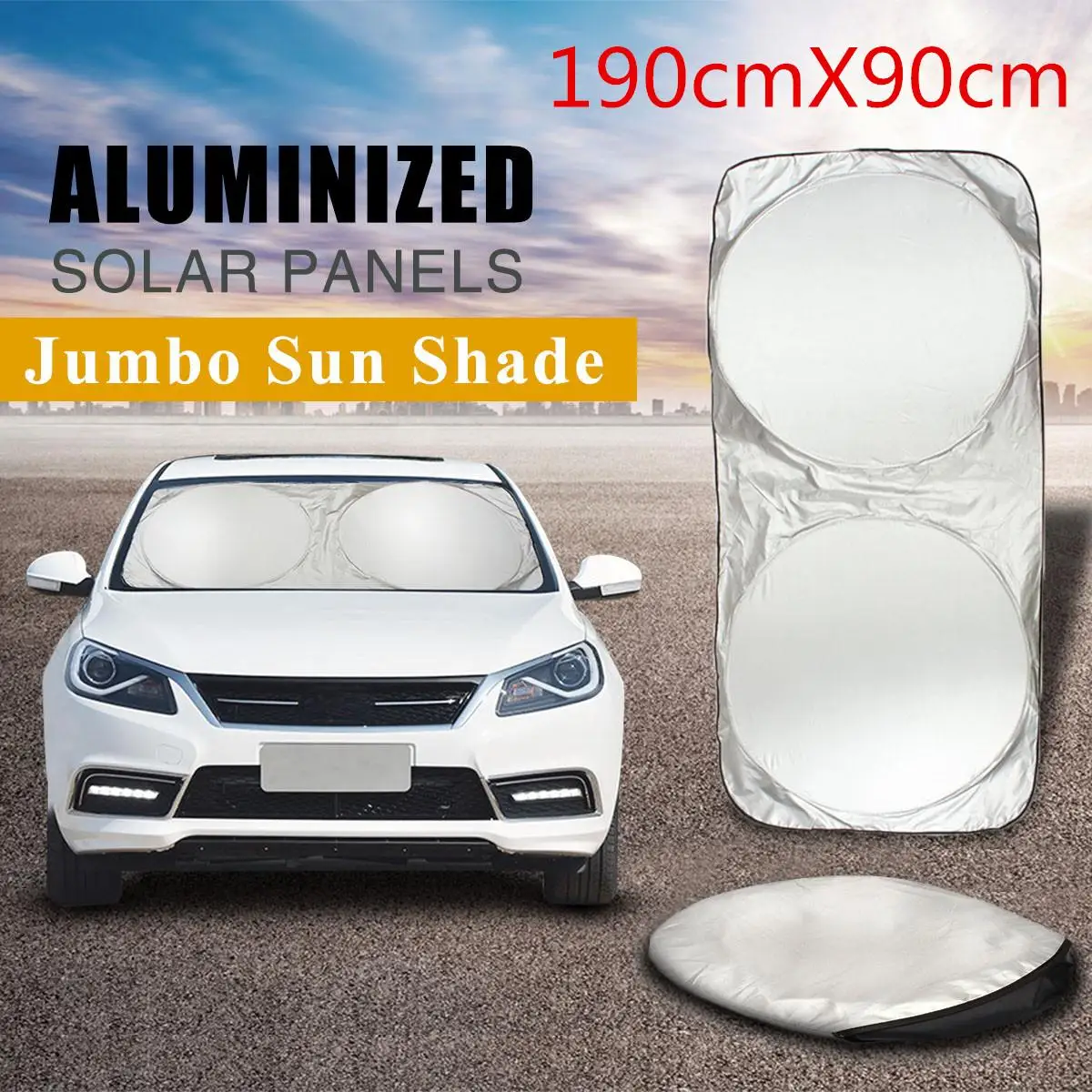 

190x90cm Car Sunshade Folding Jumbo Front Rear Window Sun Shade Visor Windshield Block Cover UV Protect Shield Film Reflective