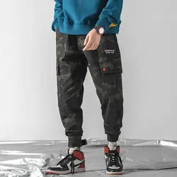 Японский интерьер весна новый шаблон брюки хип-хоп рабочая одежда девять частей брюки мужские уличная джоггеры брюки мужские камуфляж
