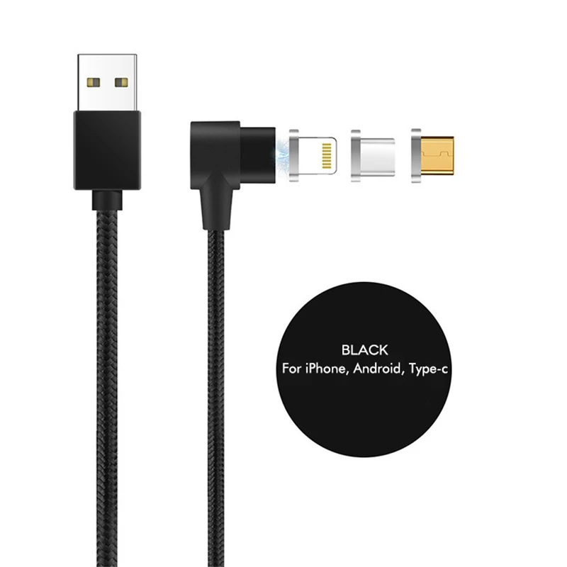 3 في 1 كابل مغناطيسي L شكل ل فون 7 8X6 S زائد ل Xiaomi Redmi 4X سامسونج S8 ملاحظة 8 المصغّر usb نوع C كابل بيانات