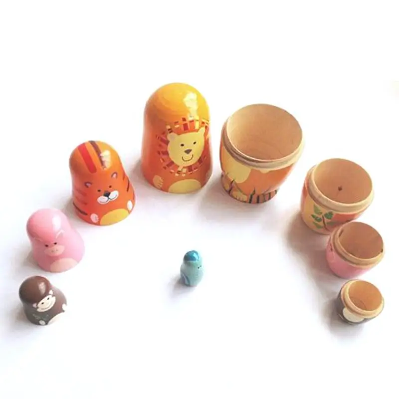 

5pcs/set Cute Wooden Animal Paint Nesting Dolls Hand Paint Toys Home Decoration 2019 Babushka Russian Doll Matryoshka Gift