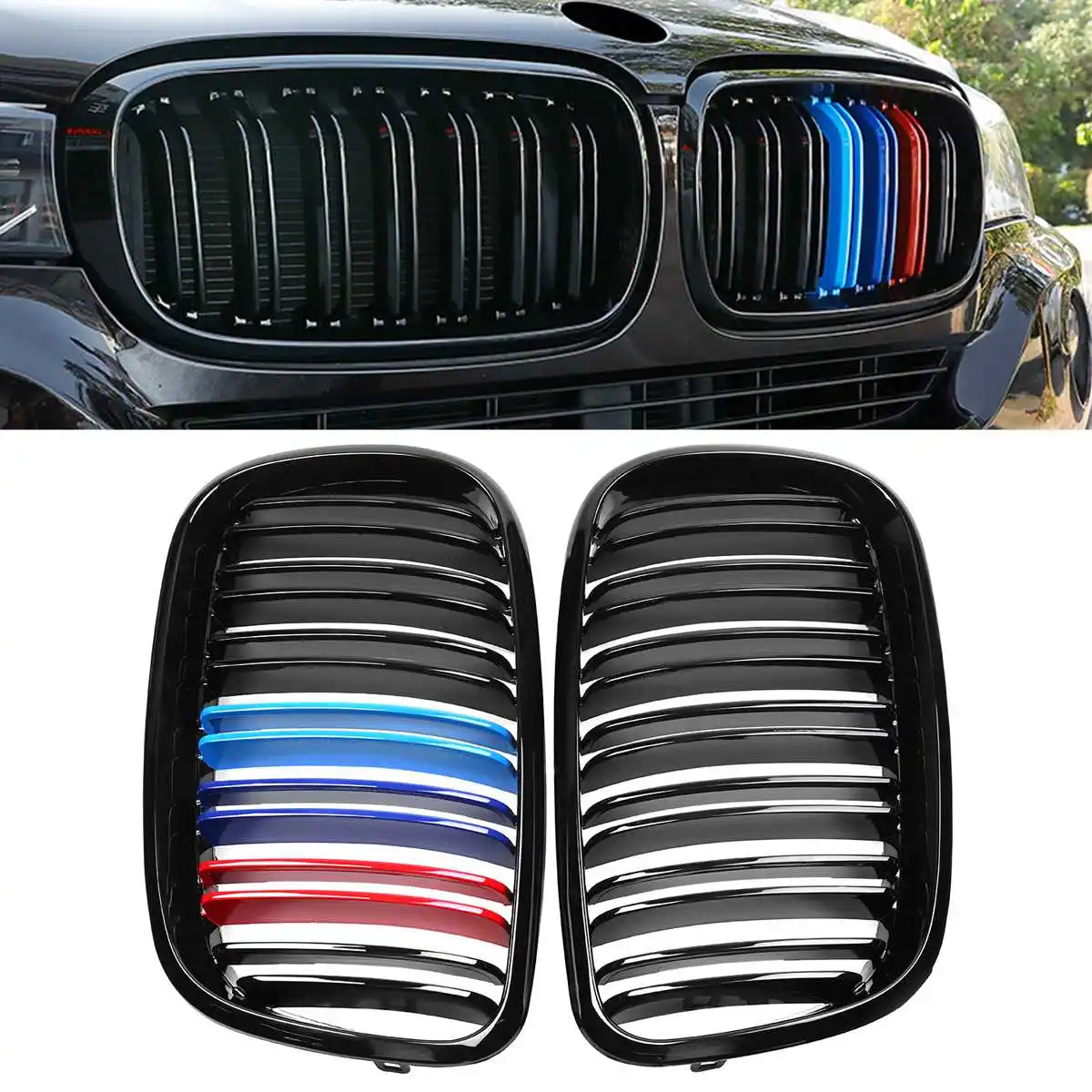 Пара 2007 2013 для BMW X5 X6 E70 E71 автомобильный передний бампер решетка гриль крышка