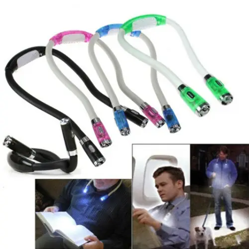 

Novelty Huglight Hands Free LED Flexible Light Over Neck Book Reading Lamp SUP Projector Bulbs