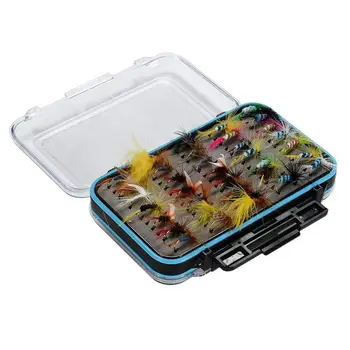 

64pcs Dry Flies Bass Salmon Trouts Flies Nymph and Streamer Fly Fishing flies Kit Waterproof Fly Box for Trout Fly Fishing Fli