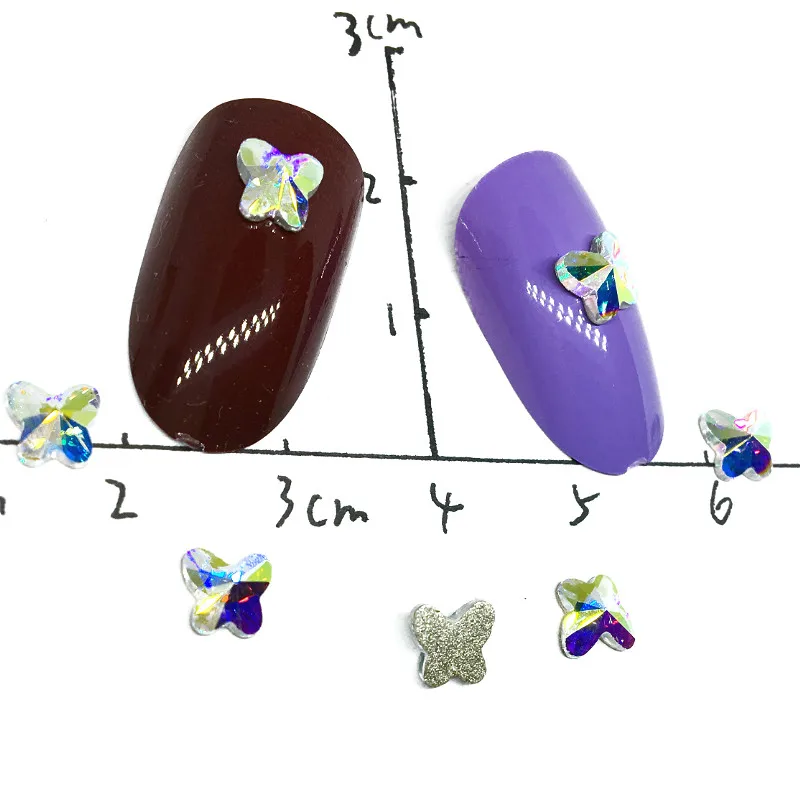 

20Pcs Butterfly Nail Art Cristal Decorations 3d Kawaii Dekors Colorful Jewelry Glass Supply Flat Back Studs Accessories New