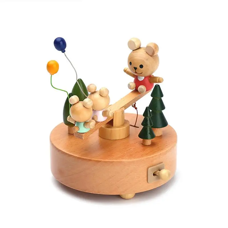 Noria rueda cumpleaños torta en forma de caja de música de madera decoración lindo cumpleaños regalo de Navidad para Niños # CW