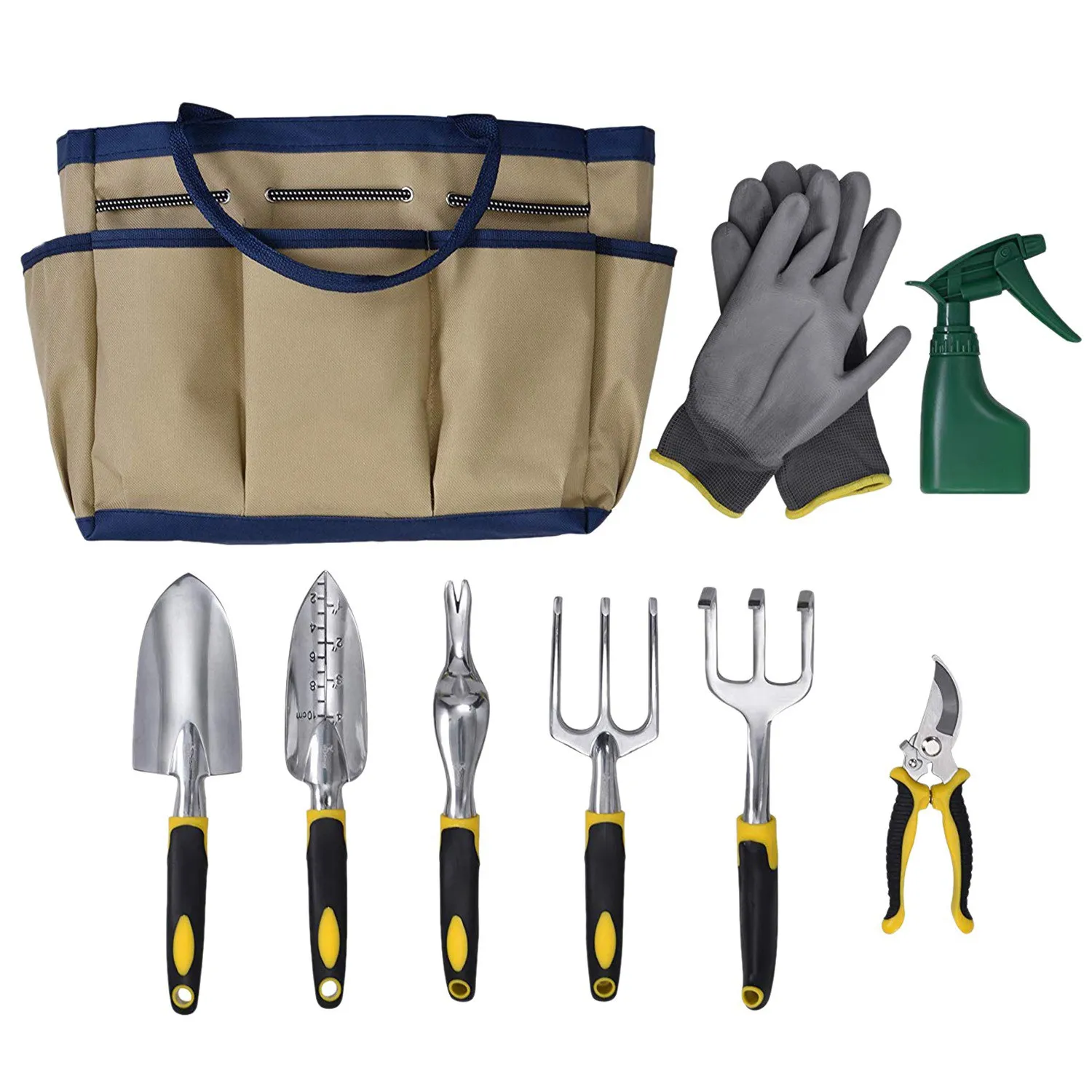 9 Piece Garden Tool Set Includes Garden Tote Bag And 6x Hand Tools-in ...