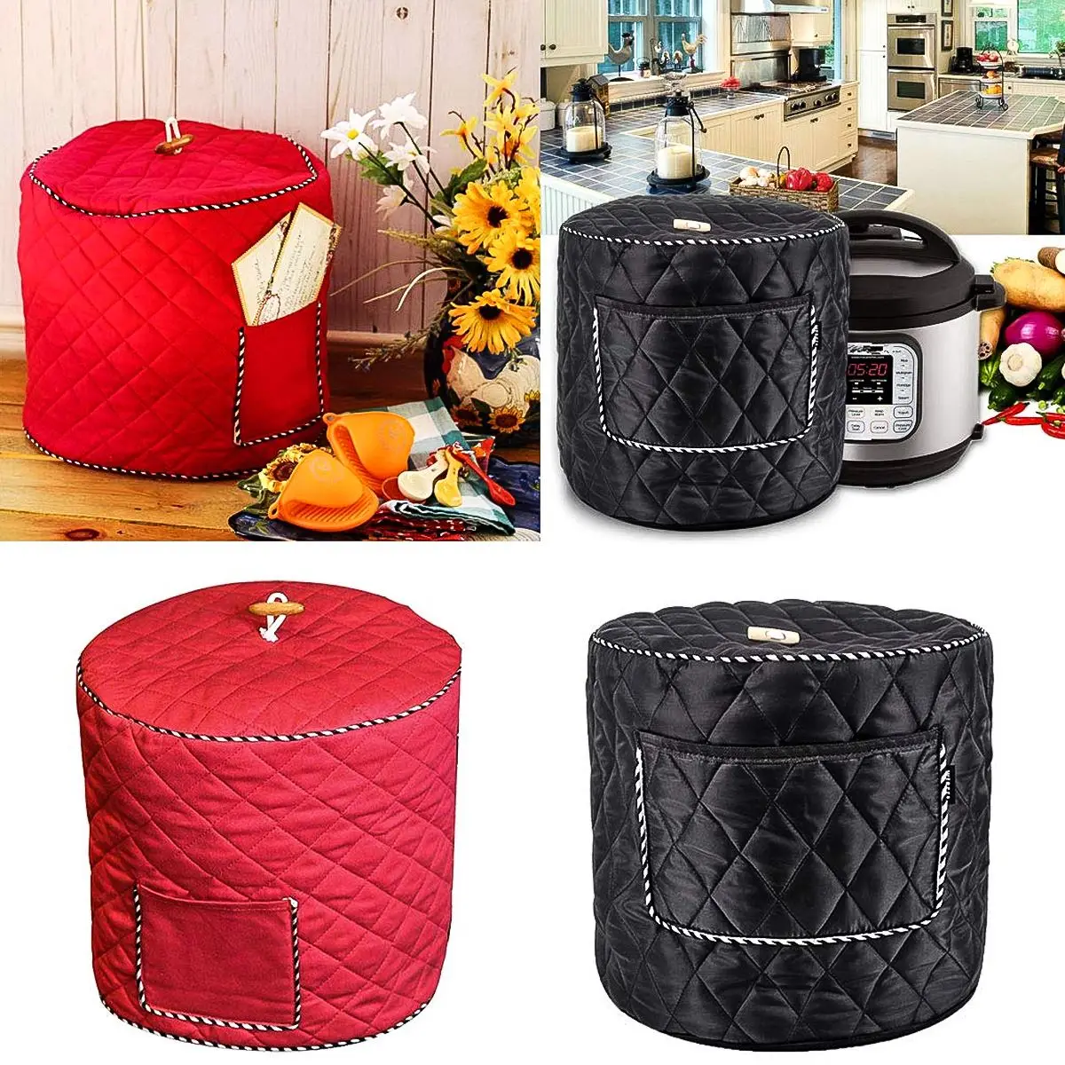 

6qt/8qt Polyester Fiber Instant Pot Cover Dust Cover for Electric Pressure Cooker Small Kitchen Appliances Accessories