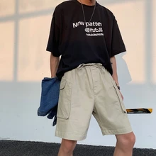 Новинка года; сезон весна-лето; модные трендовые повседневные Прямые шорты в Корейском стиле; уличная одежда