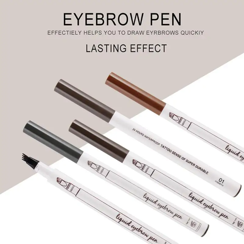 

New Waterproof Eyebrow Tattoo Pen 4 Head Fine Sketch Enhancer Fork Tip Eyebrow Tattoo Tint Eyebrow Gel Pencil Women Cosmetic