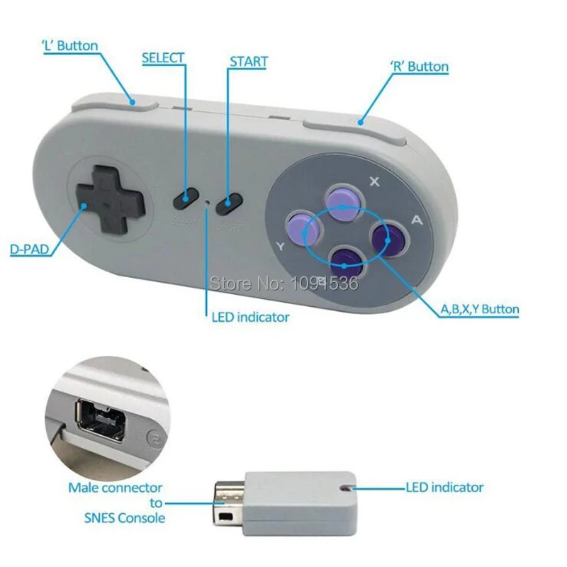 Беспроводной контроллер 2 4G SNES Classic mini super host игровой bluetooth контроллер|Запасные