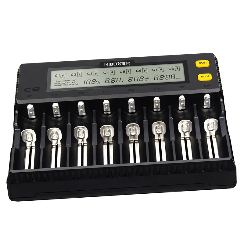 LEORY Miboxer C8 8 Slots Smart AA AAA 18650 Battery Charger Current Optional Overcharging Protection With Display
