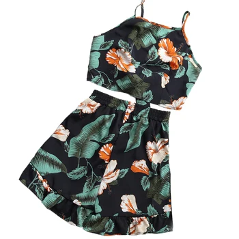 

Wipalo Women Fashion Floral Printing Spaghetti Strap Top And Shorts Two Piece Suit Ladies Summer Beach Set Casual Holiday Suit