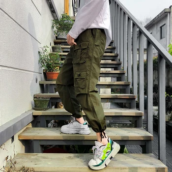

Spring New Tooling Wind Pants Men Fashion Solid Color Casual Loose Hip Hop Trousers Man Streetwear Trend Wild Overalls Male