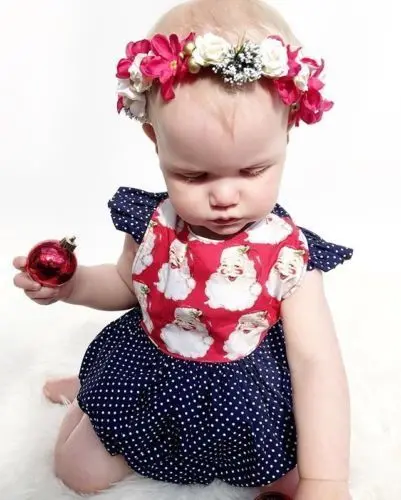 

Newborn Baby Girls Romper Christmas Santa Claus Jumpsuit Outfits Set