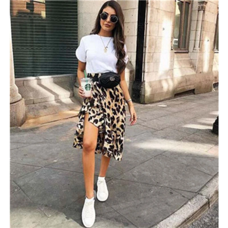 Женская леопардовая юбка с высокой талией|Юбки| |