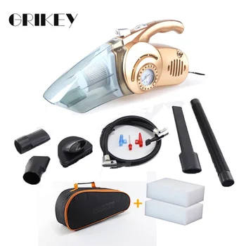 

GRIKEY 4 in 1 Vacuum Cleaner Tire Inflator Pump Car Powerful Handheld Vacuum Cleaner 12 V Pressure Measurement with LED Lighting