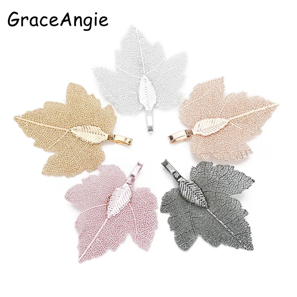 

2pcs Maple leaf Necklace Pendant Filigree Maple Leaf Pendant Charms For Bracelet Necklace Diy Jewelry 27*35mm Gold Silver Black