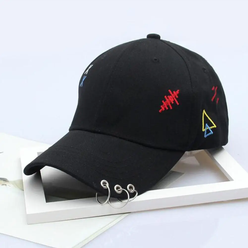 

MISSKY Unisex Women Men Hats Hiphop Adjustable Embroidery Pattern Iron Ring Baseball Cap For Summer