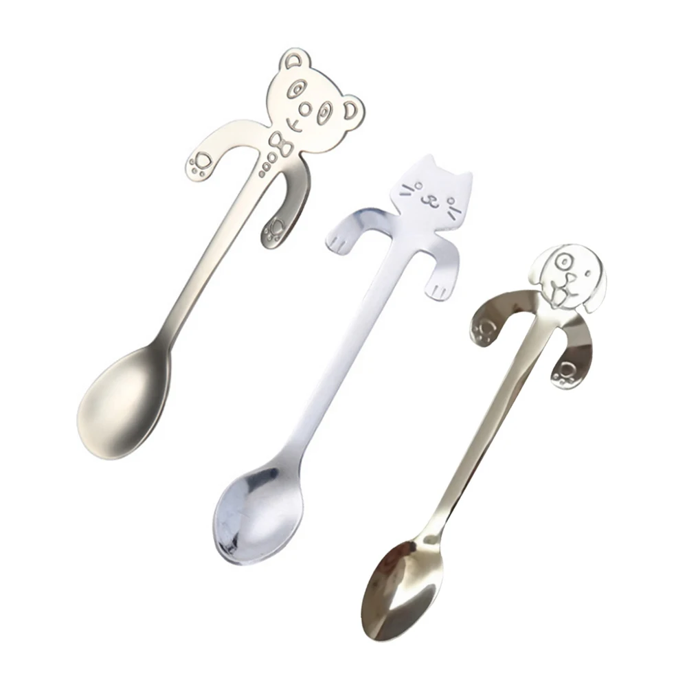

Cute Long Handle Flatware Kitchen Gadget Alloy Spoon Coffee Spoon Ice Cream Dessert Tea Spoon For Picnic Kitchen Accessories