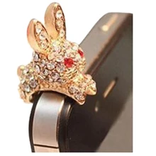 Кролик 3,5 мм Кристалл Анти пылезащитный Разъем Bling разъем для наушников Блестящий Алмазный горный хрусталь разъем для наушников Стопорные колпачки-золото