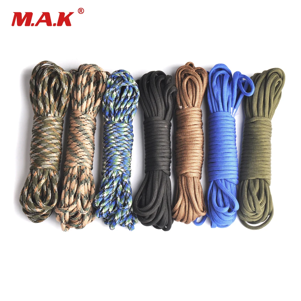 25/50/100ft 550 Paracord المظلة الحبل الحبل حبل مل المواصفات النوع الثالث 7 ستراند بقاء المعدات ل تسلق التخييم