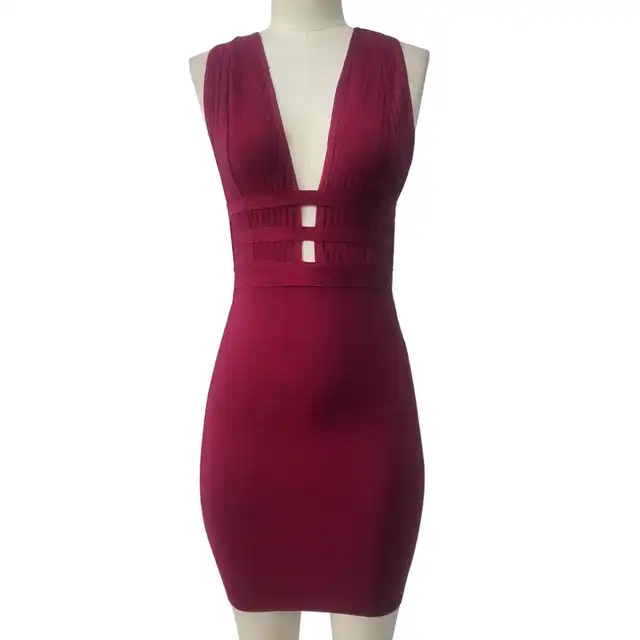 maroon bandage dress