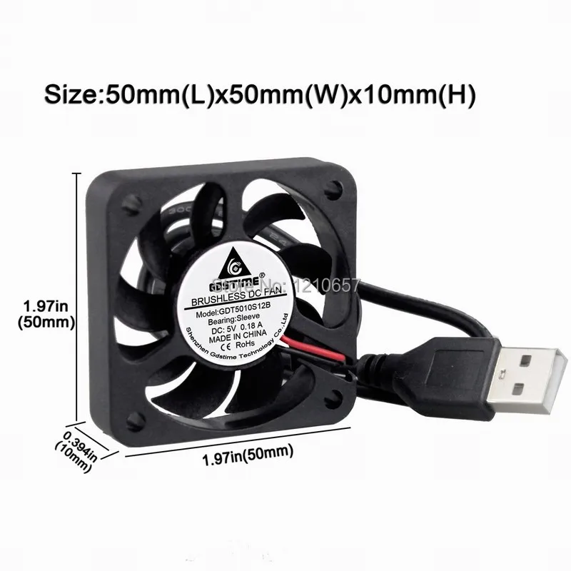 Вентилятор кулер 2 шт. 5 в пост. Тока 50 мм 50x50x10 5010 USB корпус для ПК двигатель CPU