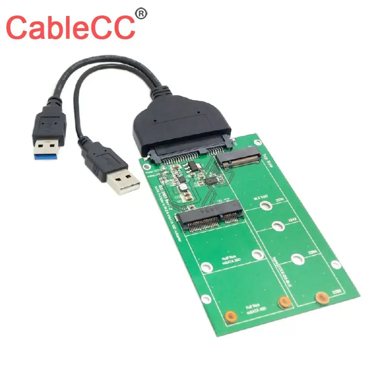 

Cablecc USB 3.0 to SATA 22P 2.5" Hard Disk to Mini PCI- E 2 Lane M.2 & mSATA SSD Adapter