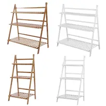 Полка для растений, 3 уровня, Бамбуковая полка для хранения, для балкона, мясистый напольный стеллаж, складной цветочный горшок, подставка для растений, полка для цветов