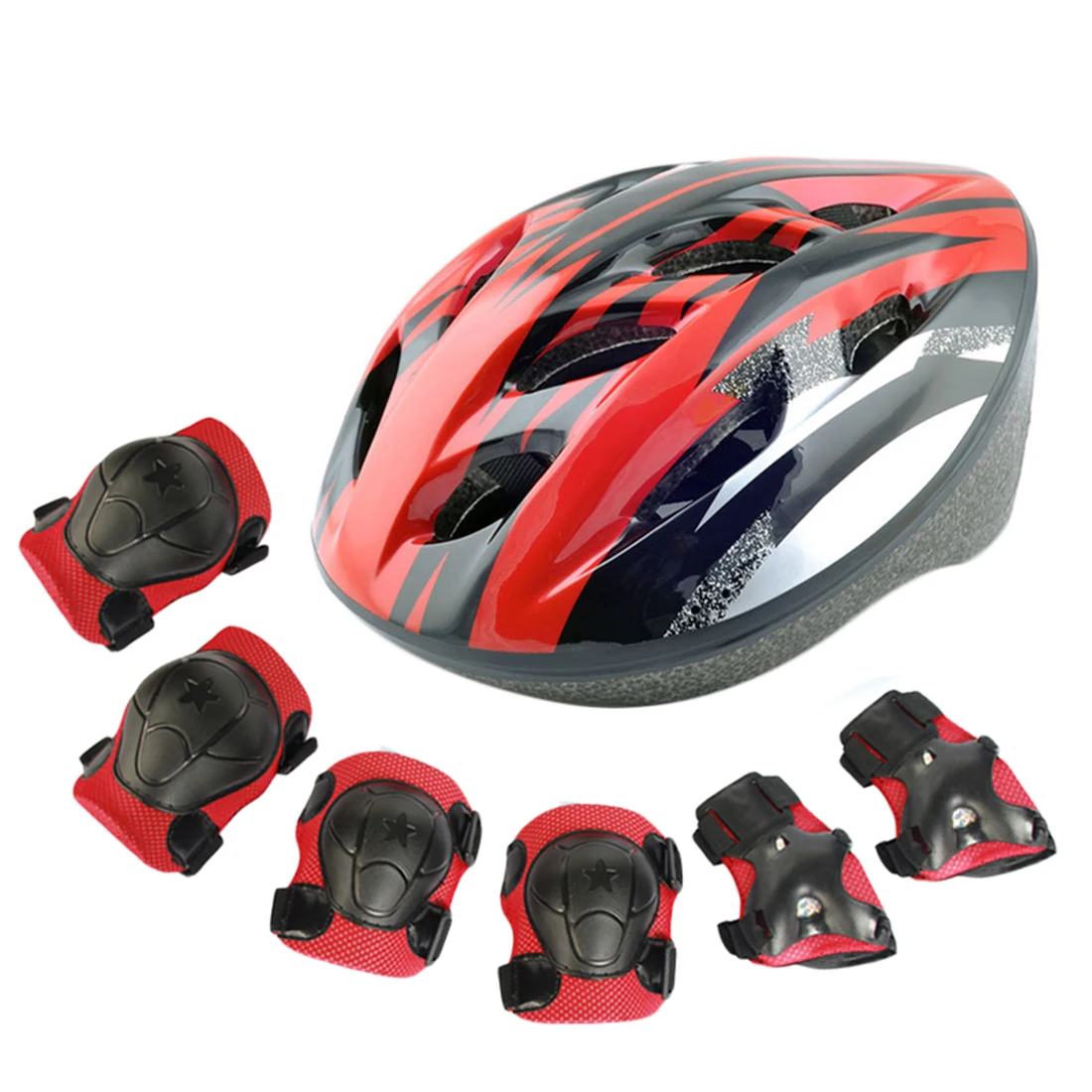 

7pcs Children Bicycle Helmet Elbow Wrist Knee Pads Set Outdoor Skating Safety Protective Gear Guard for Kids Cycling Equipment