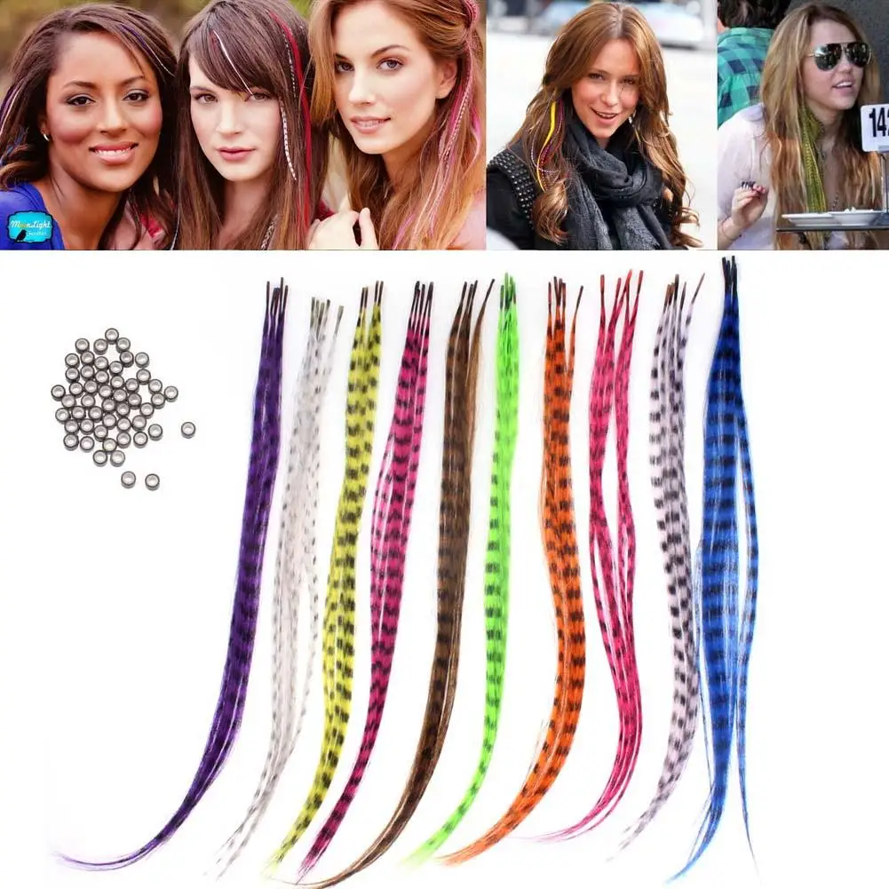 

50pcs Straight Multicolor Synthetic Hair Feathers For Extension Party Clothing Hair Accessories DIY Craft decoration 16 inches
