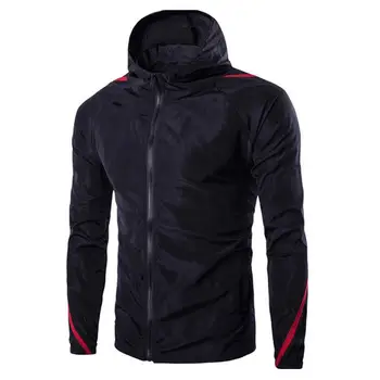 

MISSKY Men Jacket Biker Hooded Jacket Sun-Proof Solid Color Casual Long Sleeve Outdoor Sports Hooded Coat