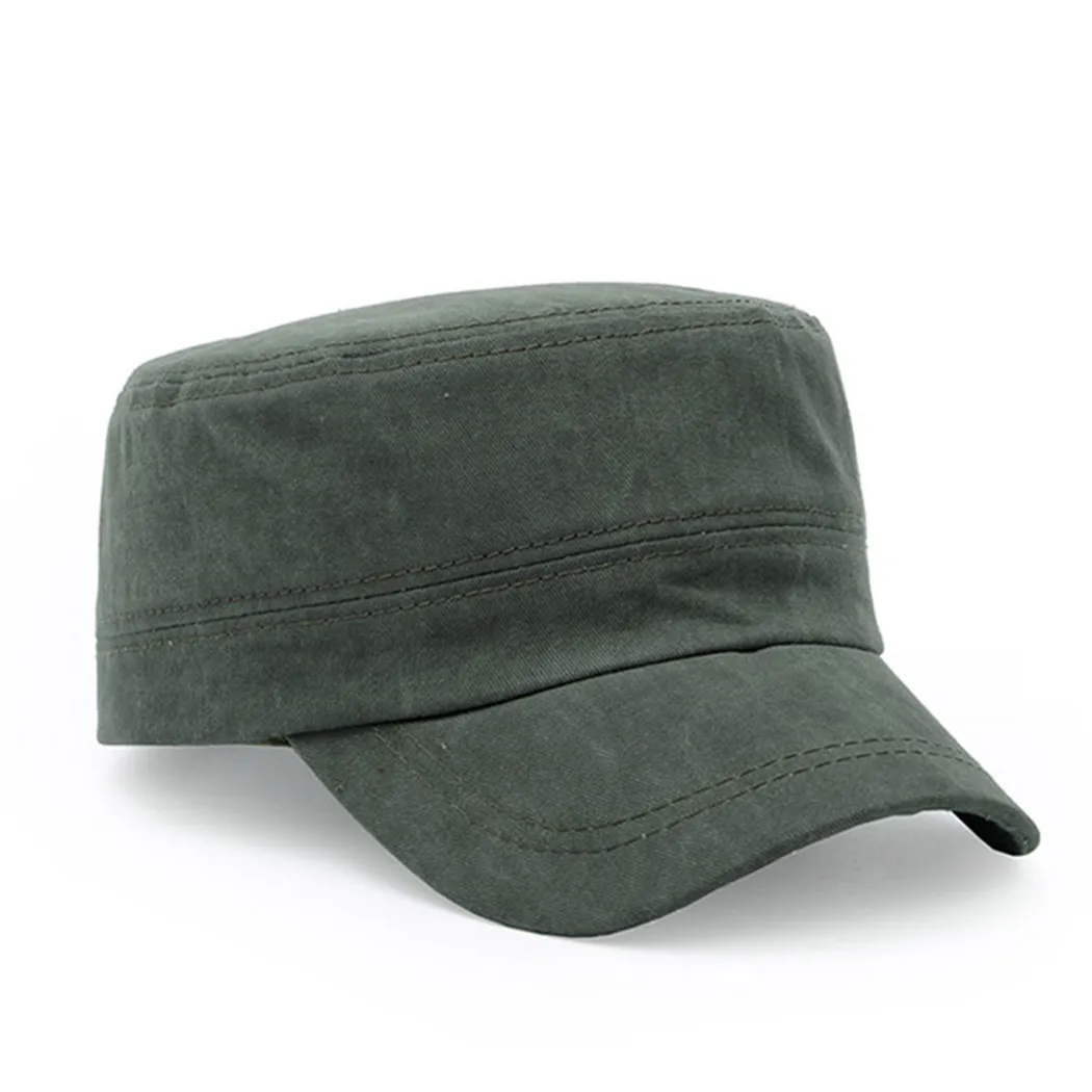 Vintage Plain Flat Hat Men Women Classic Army Green Military Hats Solid