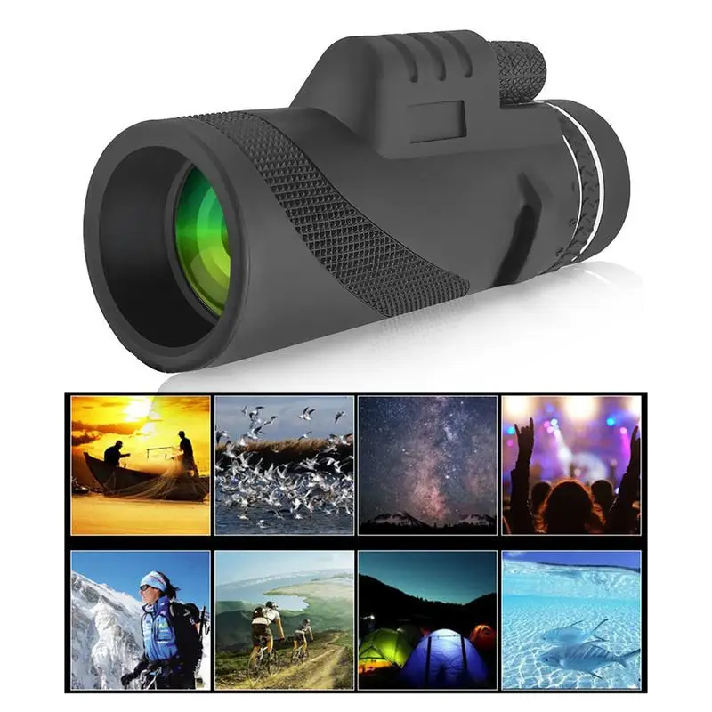 Professional 40X60 Monocular Telescope HD Mini Monocular Shockproof Outdoor Hunting Camping Scopes with Phone Clip Tripod